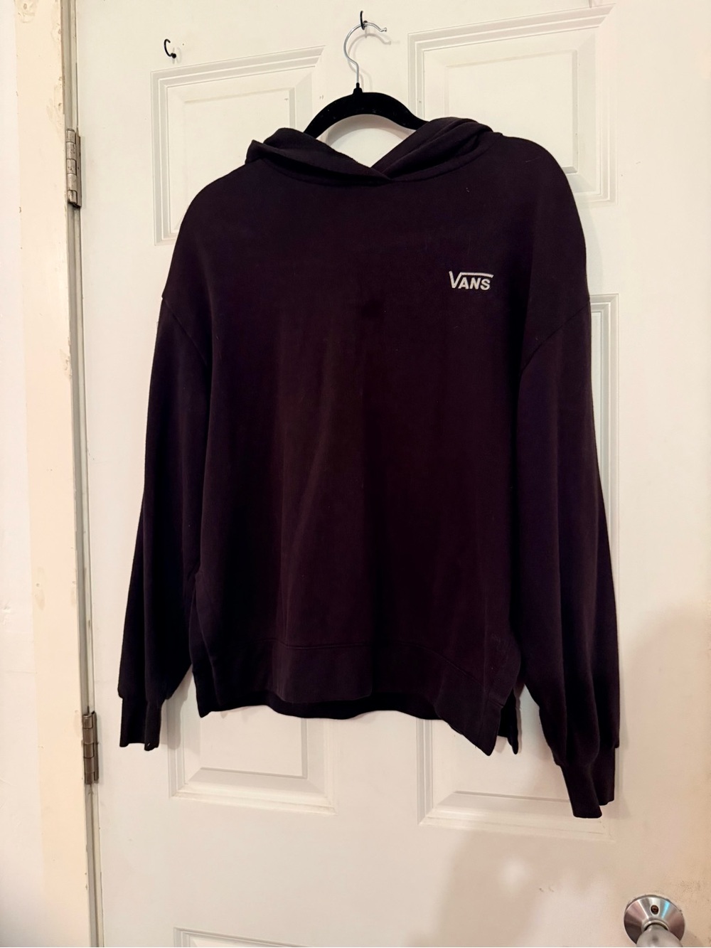 Vintage Vans Women's Black Scoop Neck Hoodie Sweatshirt
